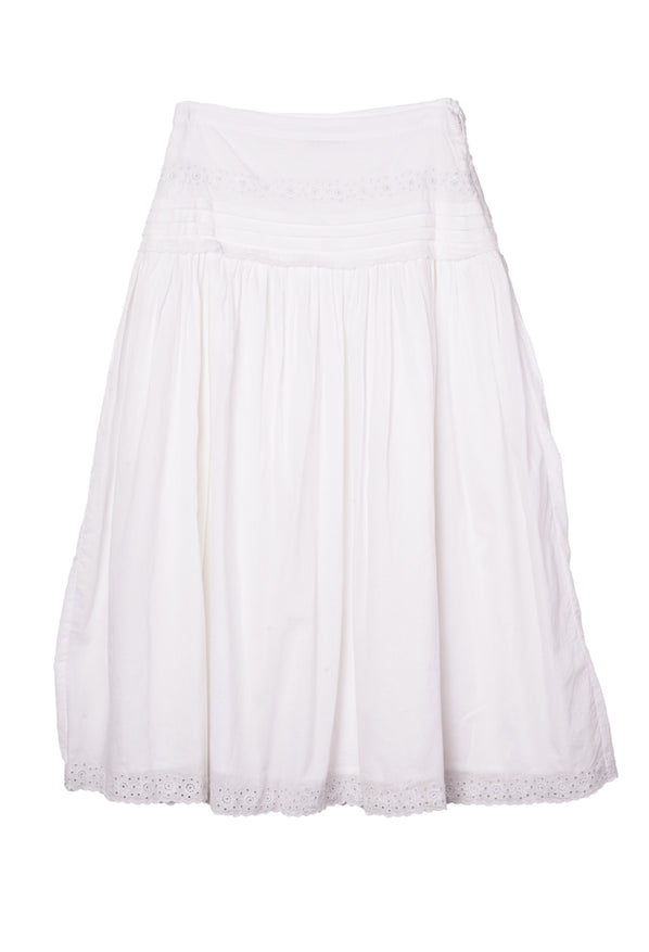 Irati White Embroidered Cotton Skirt