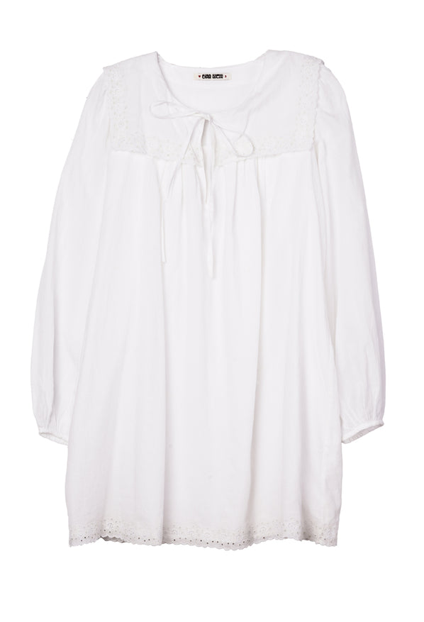 Jonita White Embroidered Cotton Dress