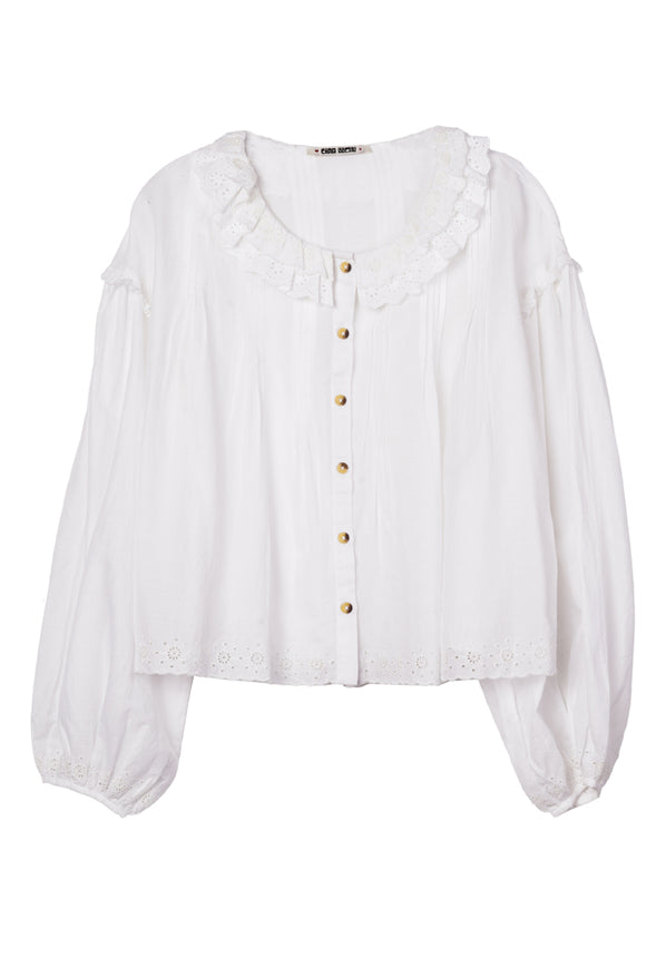 Anaia White Embroidered Cotton Top