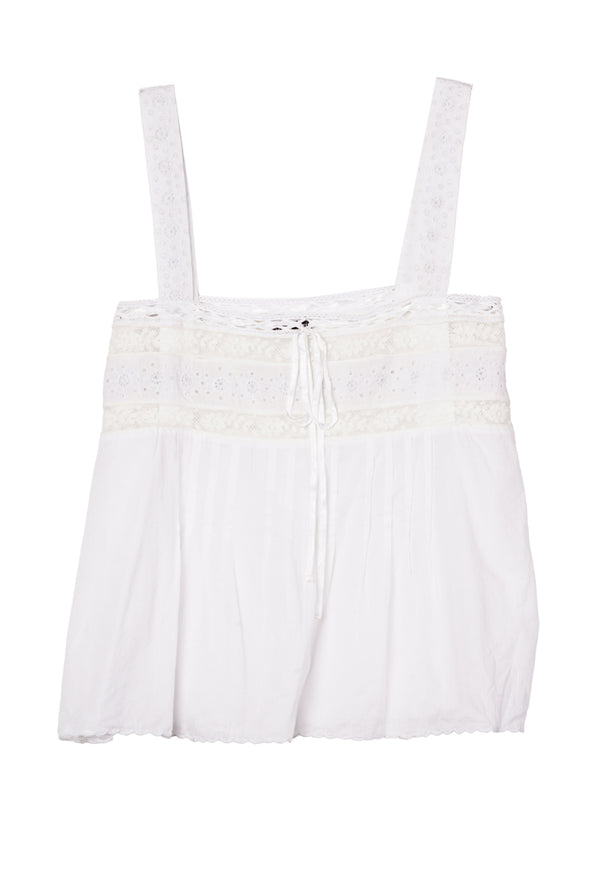 Euri White Embroidered Cotton Top