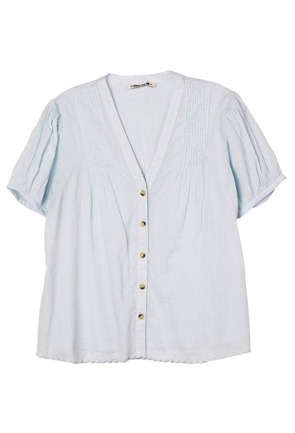 Izaro Baby Blue Embroidered Cotton Top