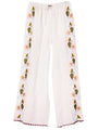 Ermmano White Embroidered Linen Pant