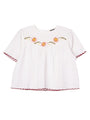 Idoya White Embroidered Linen Top