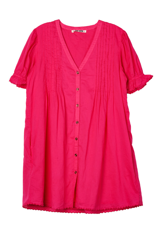 Nayara Guava Embroidered Cotton Dress