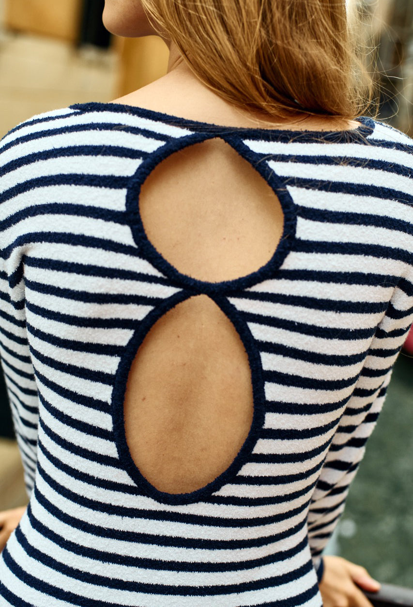 Sabine Navy + White Stripe Midi Knit Dress – Ciao Lucia