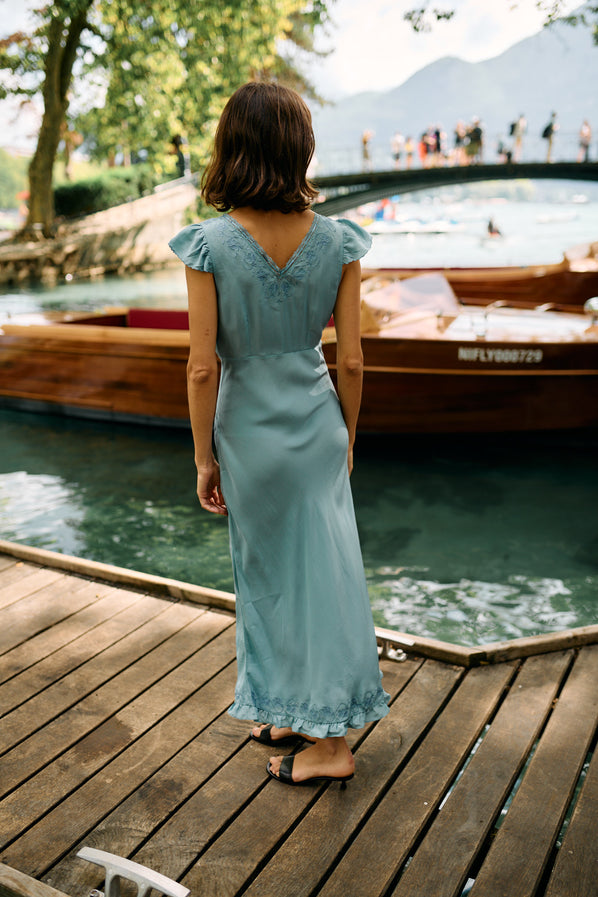 Isol Dress Marine Floral Embroidery