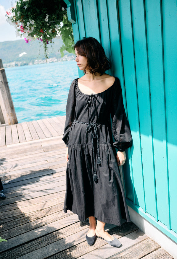 Noro Dress Black Cotton Voile