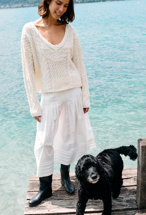 Chrissie Ivory Cable Knit Sweater