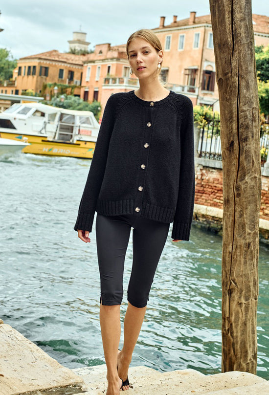 Cecile Black Cotton Cardigan