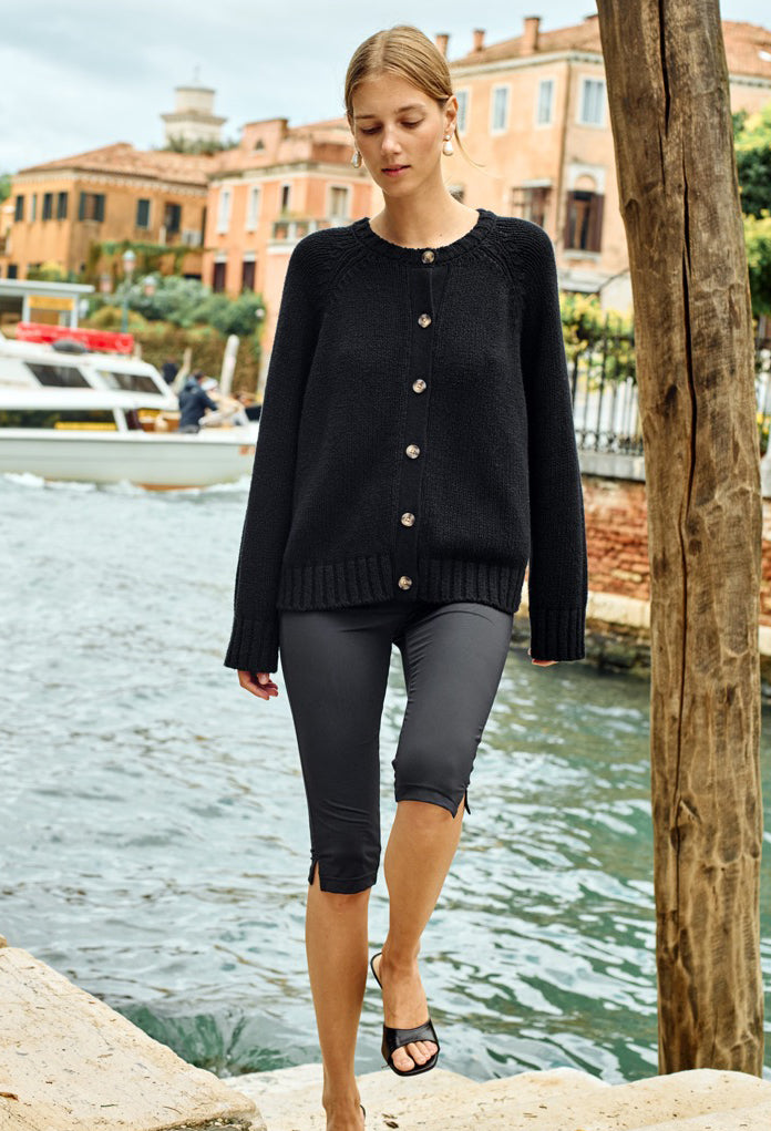 Cecile Black Cotton Cardigan