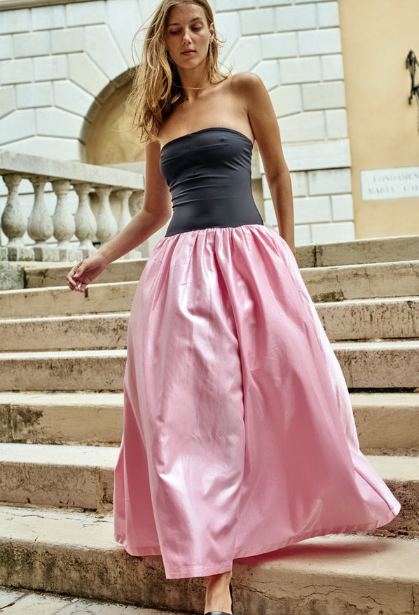 Giselle Pink Taffeta Maxi Dress Giselle Pink Taffeta Maxi Dress
