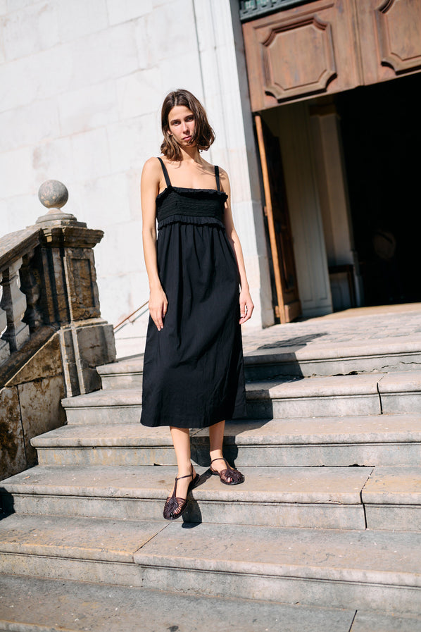 Dalla Dress Black Cotton Voile