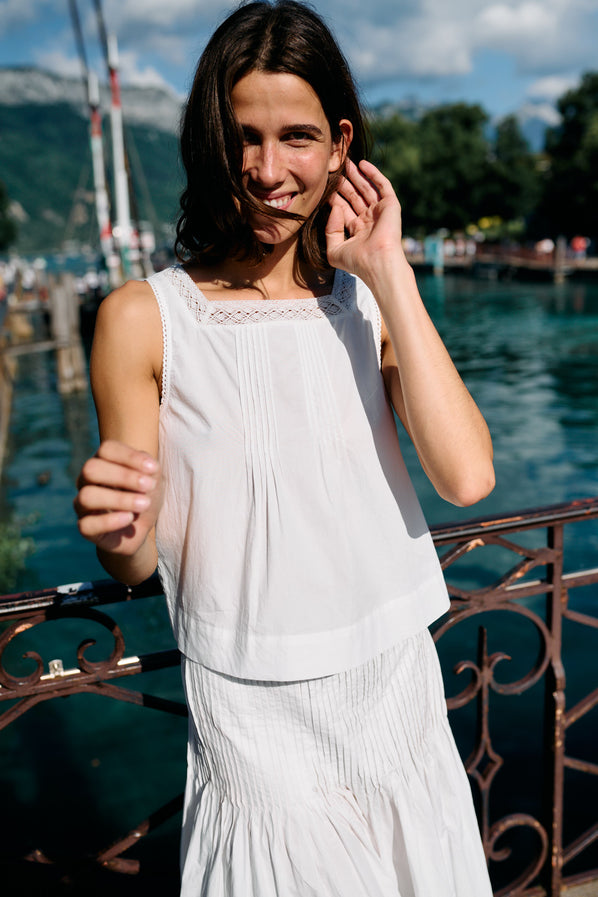 Lexi Top White Cotton Poplin