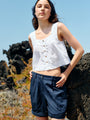 Izabel White Cotton Sleeveless Top