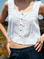 Izabel White Cotton Sleeveless Top