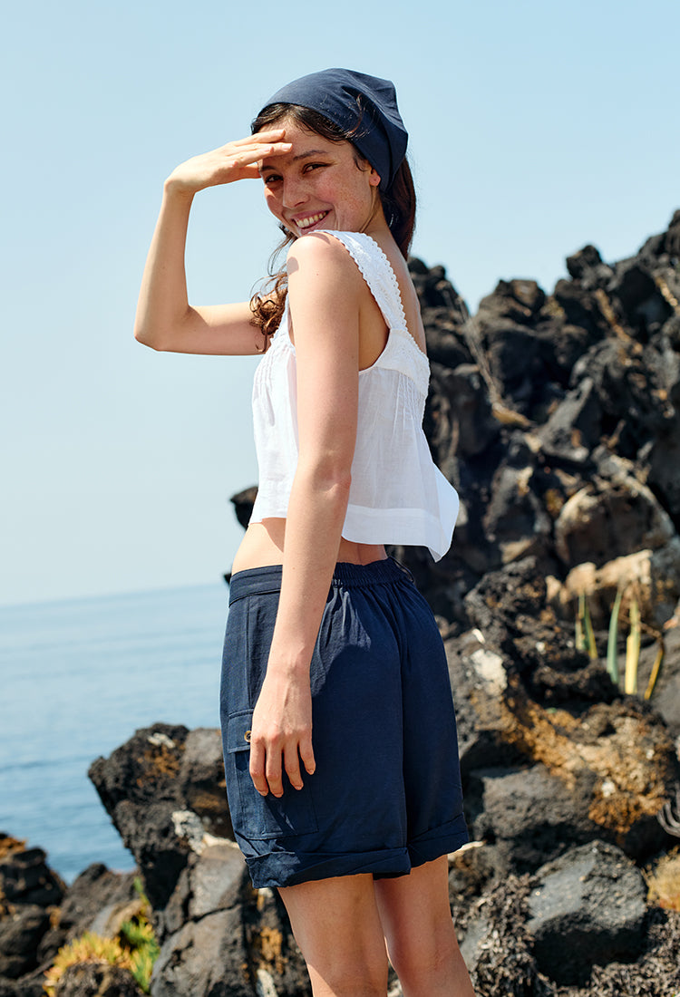 Izabel White Cotton Sleeveless Top