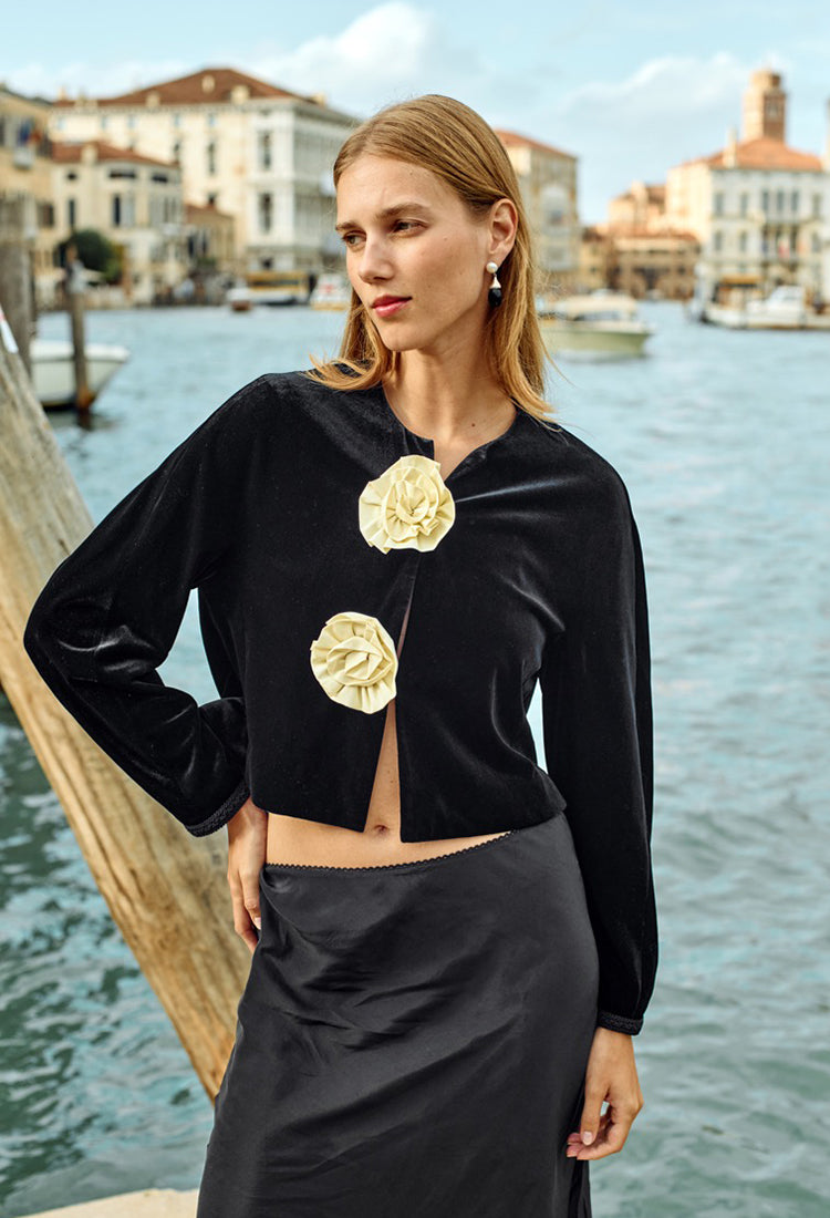 Javiera Velvet Jacket with Rosettes – Ciao Lucia