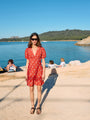 Alix Red Begonia Silk Dress