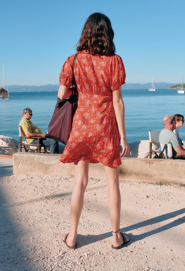 Alix Red Begonia Silk Dress