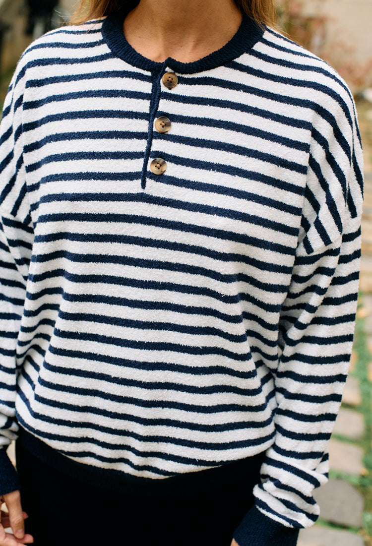 Sidonie Navy + White Stripe Pullover Pre-Order