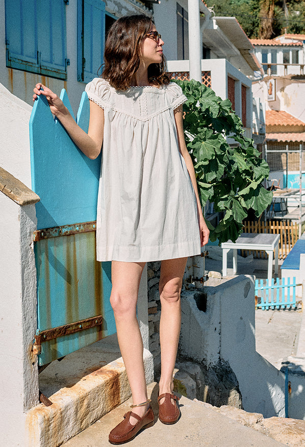 Brynn Ivory Cotton Poplin Dress