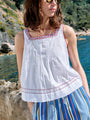 Lexi Floral Embroidered White Voile Tank