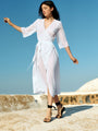 Lilou White Cotton Wrap Midi Dress
