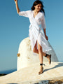 Lilou White Cotton Wrap Midi Dress