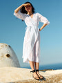 Lilou White Cotton Wrap Midi Dress