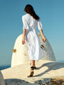 Lilou White Cotton Wrap Midi Dress