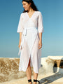Lilou White Cotton Wrap Midi Dress