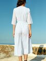 Lilou White Cotton Wrap Midi Dress