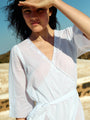 Lilou White Cotton Wrap Midi Dress