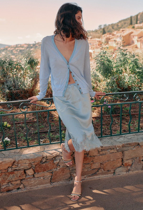 Petrea Bleu Silk Skirt