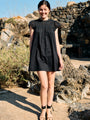 Anabela Black Cotton Mini Dress
