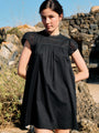 Anabela Black Cotton Mini Dress