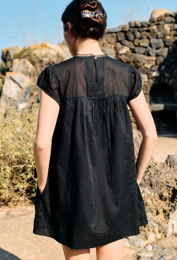 black cotton mini dress Mari Black Cotton Dress