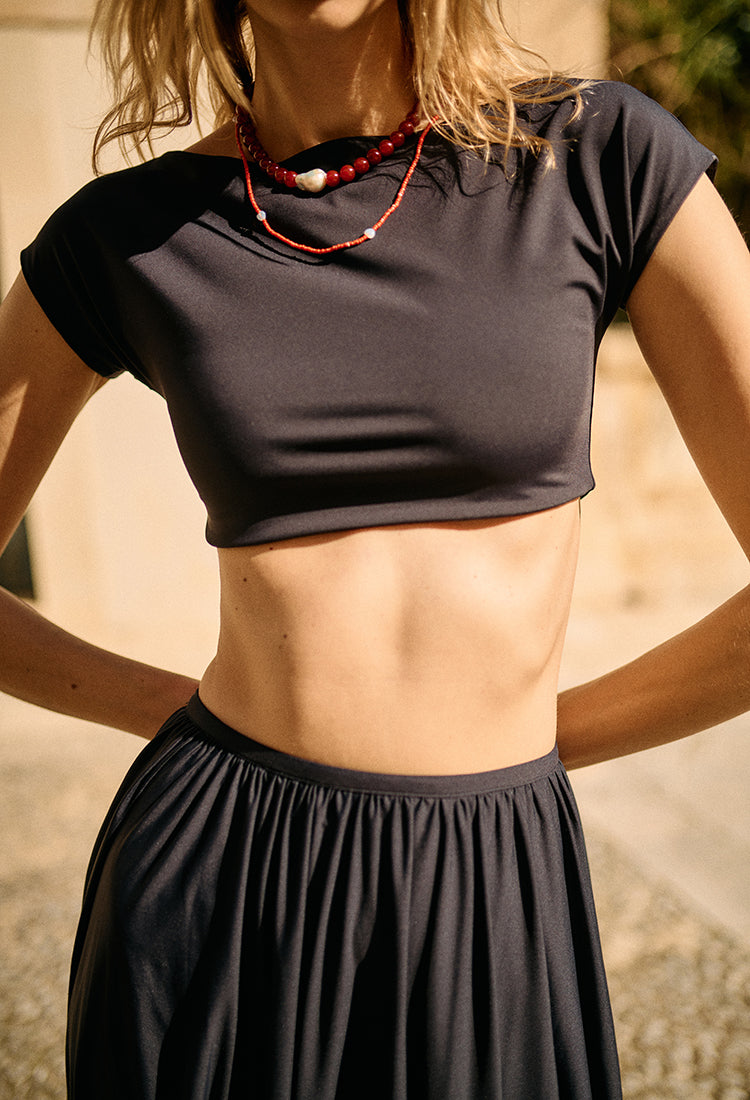 トップス andmary luca stitch tops black ANDMARY】Luca stitch tops