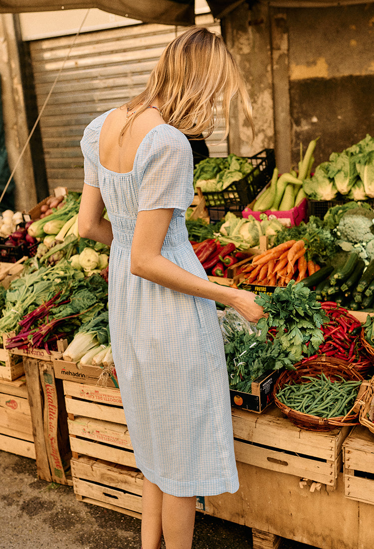 Fiorella Sky Gingham Midi Dress – Ciao Lucia