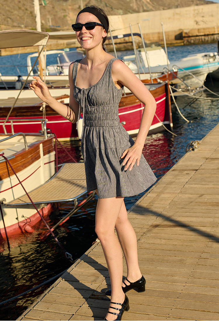chanmaaam　　ホオズキブラウス　リネン　St.cecilia Ciao Lucia Gianluca Dress Check