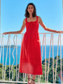 Iris Red Cotton Poplin Dress