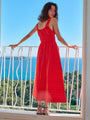 Iris Red Cotton Poplin Dress