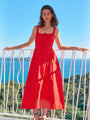 Iris Red Cotton Poplin Dress