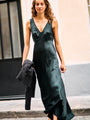 Reine Black Satin Maxi Dress
