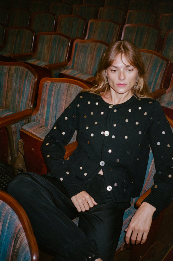 Deo Mirrored Cotton Cardigan Black