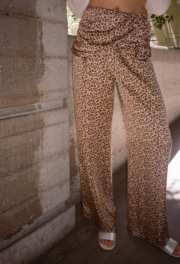 Saimi Floral Charmeuse Silk Pant