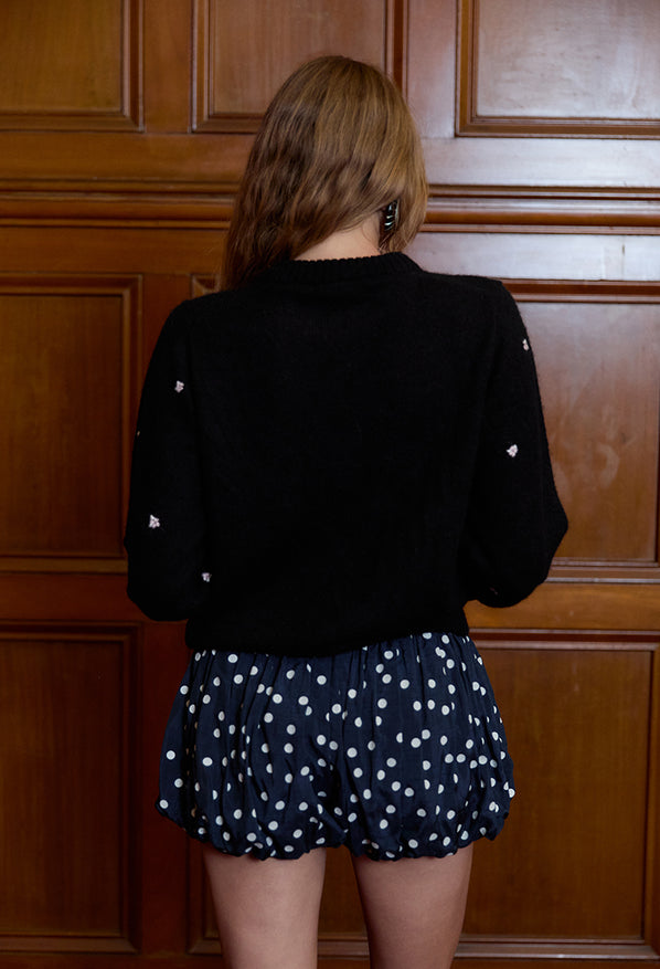 Gearda Embroidered Alpaca Pullover Black