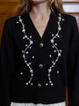 Karolina Embroidered Alpaca Cardigan Black