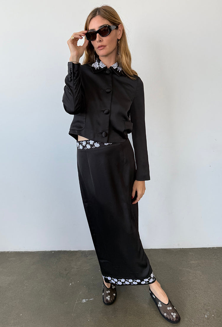 Elly Black Satin Skirt – Ciao Lucia