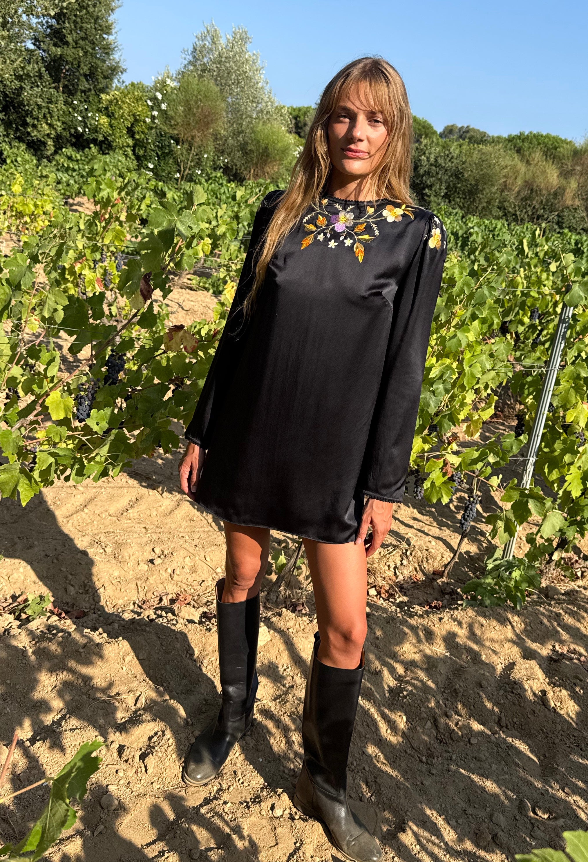 Kadia Black Charmeuse Dress